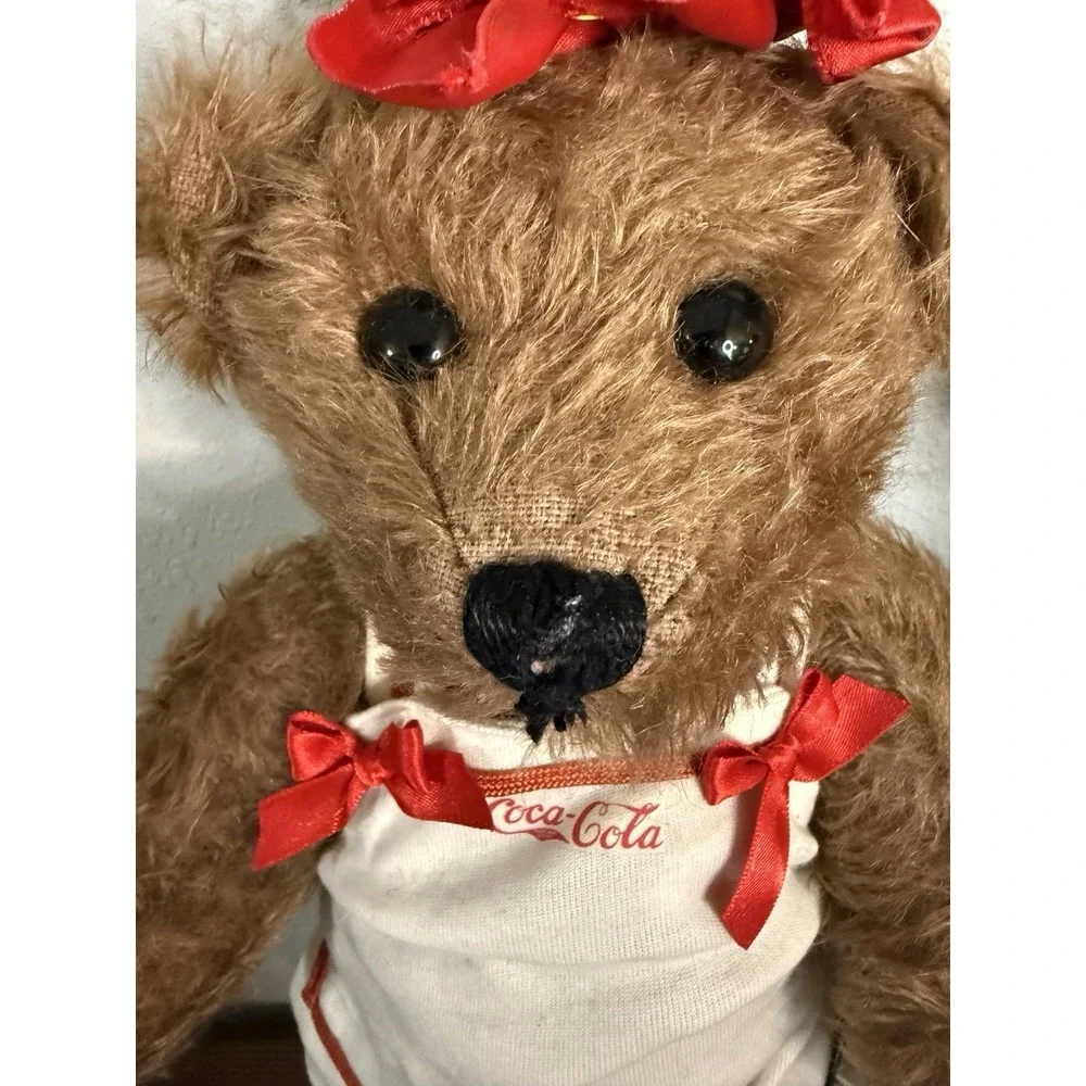 Vintage‎ Franklin Mint Coca Cola Jointed Collector Mohair Teddy Bears Set
